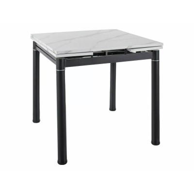 Стол обеденный SIGNAL GD082 белый мрамор/черный мат 80-131/80